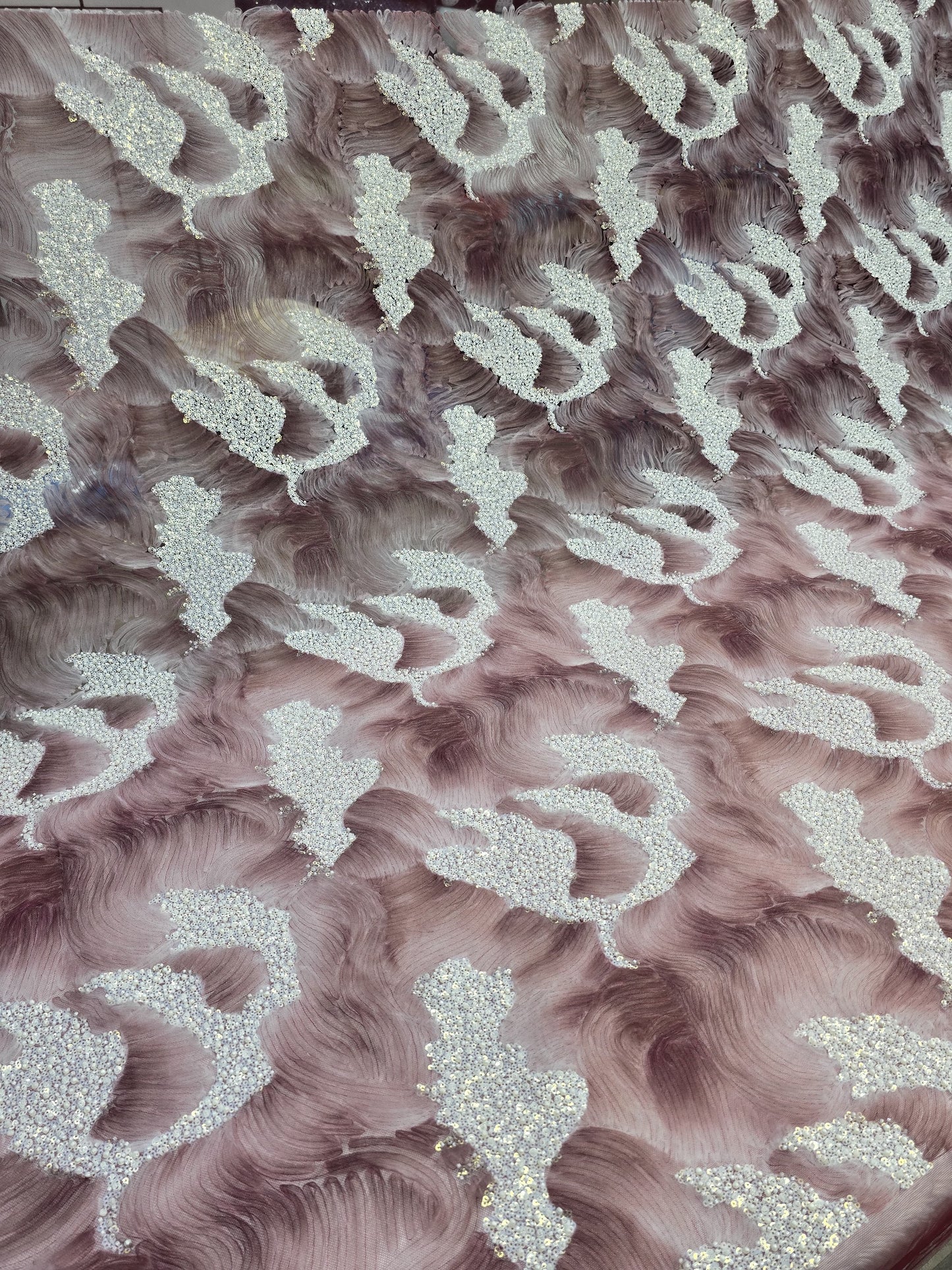 Heavy All-Over Ribbon & Beads Net Embroidery