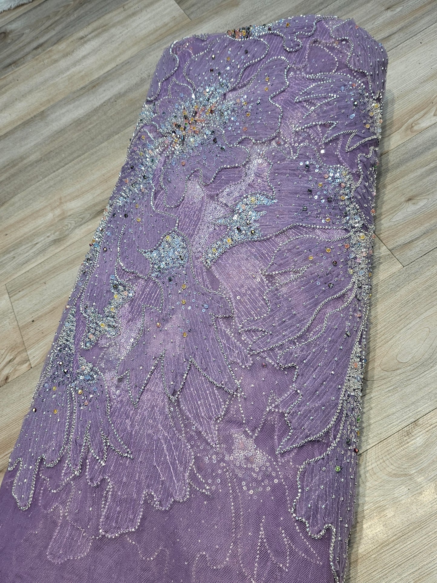 Imported Net With All-Over Ribbon Work & Multicolour Heavy Stone Embroidery — Pure Handcrafted Luxury.