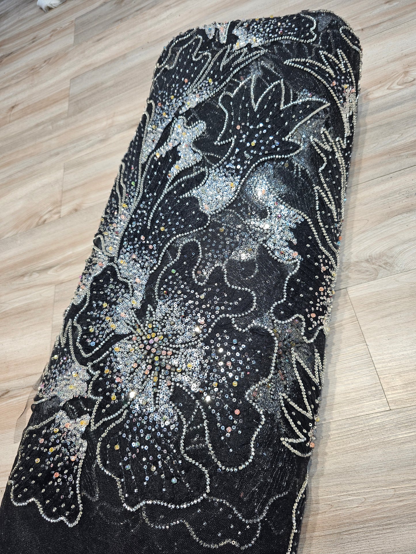 Imported Net With All-Over Ribbon Work & Multicolour Heavy Stone Embroidery — Pure Handcrafted Luxury.